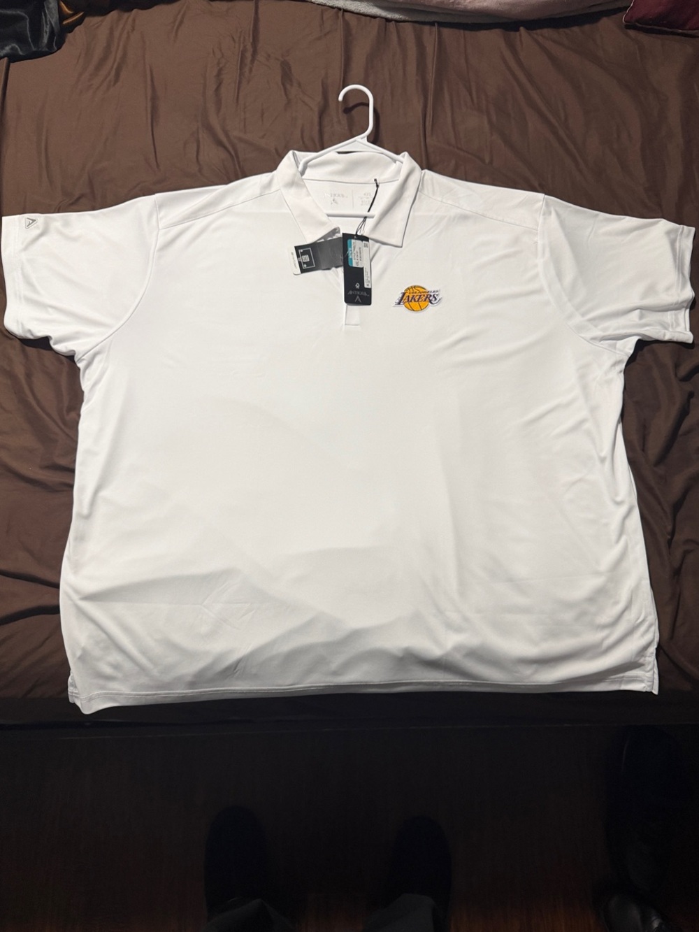 Antigua White Los Angeles Lakers Polo Shirt